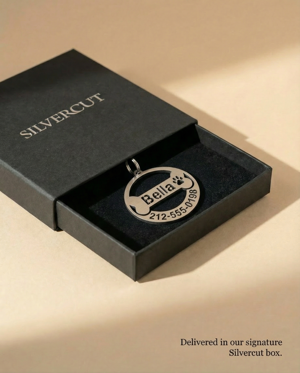 Cutout Round Name & Phone Tag