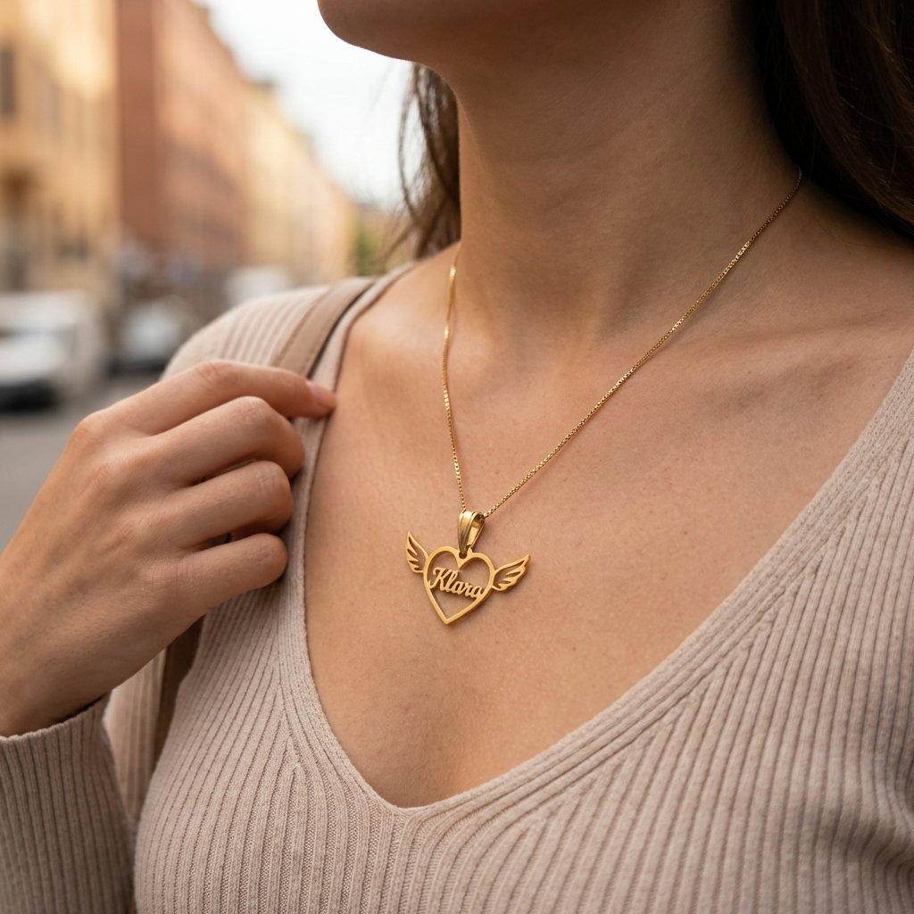 Angel Heart Name Necklace