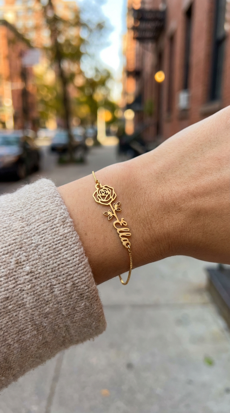 Floral Name Bracelet