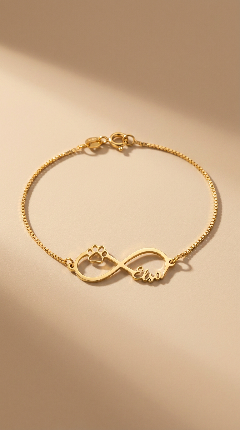 Infinity Paw Name Bracelet
