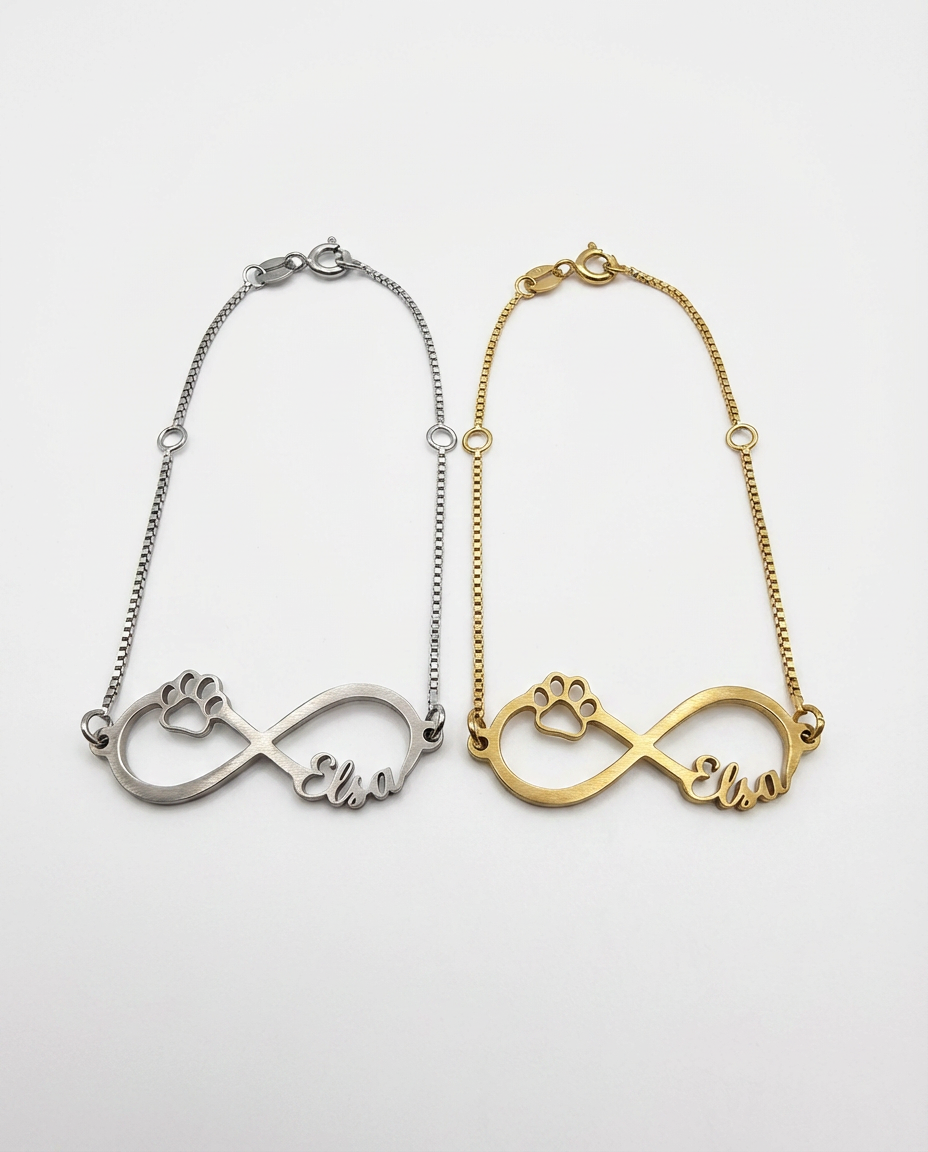 Infinity Paw Name Bracelet