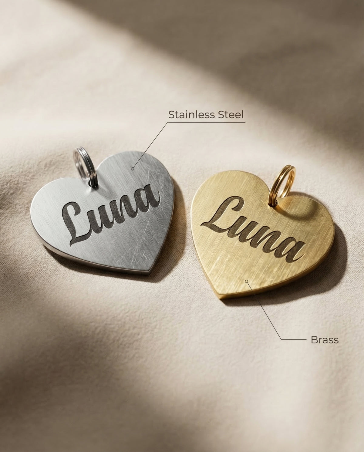Engraved Name Heart ID Tag