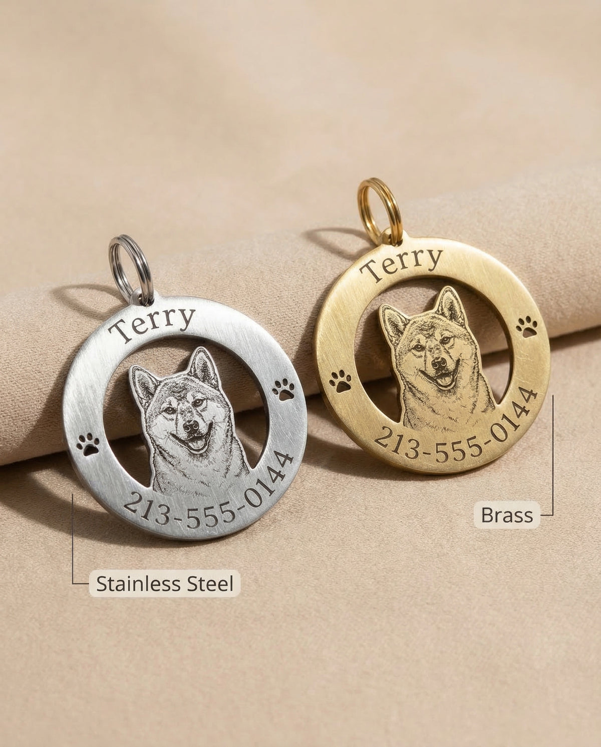 Halo Tag With Engraved Name & Phone