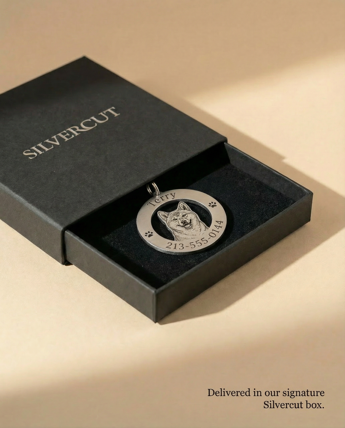 Halo Tag With Engraved Name & Phone