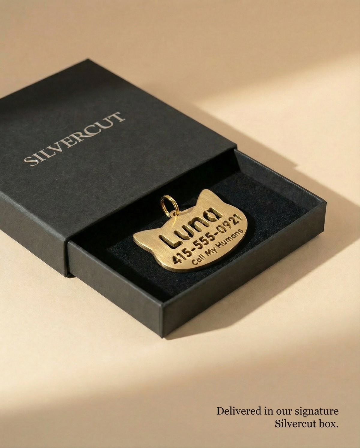 Cutout Kitty Name & Phone Tag