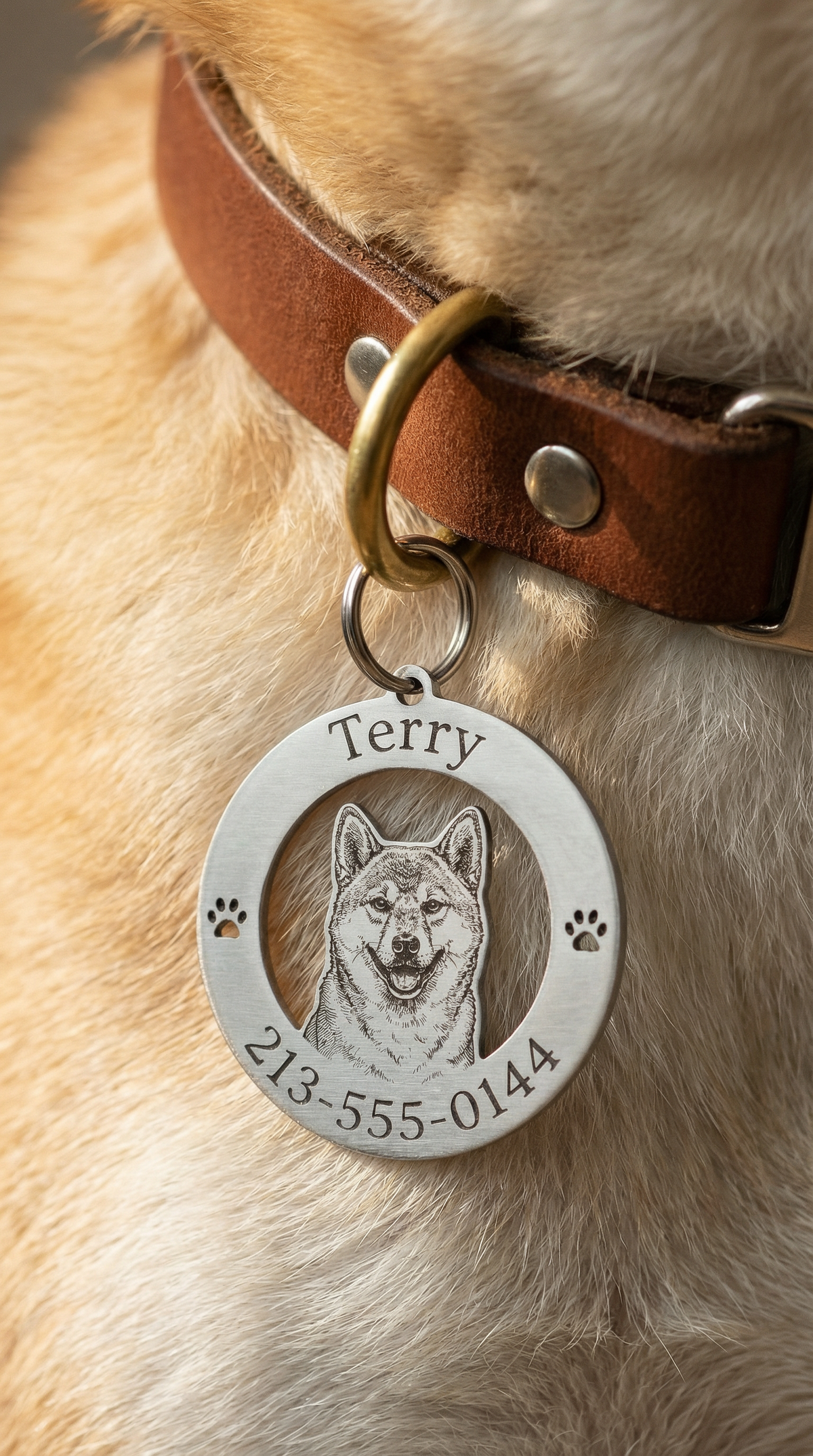 Halo Tag With Engraved Name & Phone