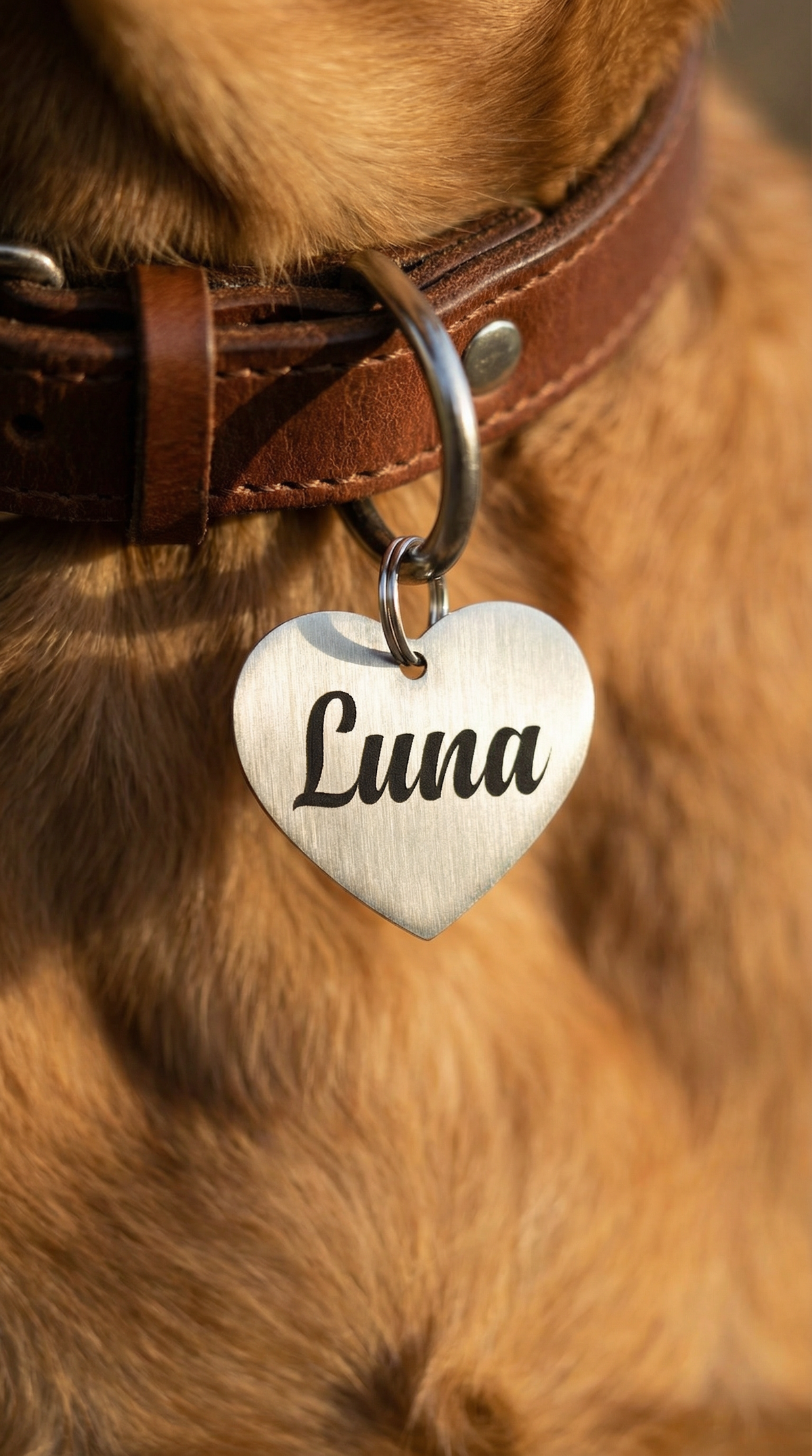 Engraved Name Heart ID Tag