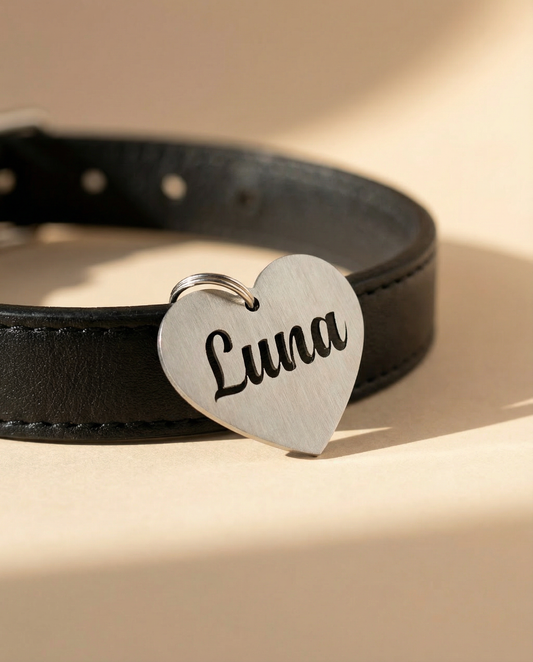 Engraved Name Heart ID Tag