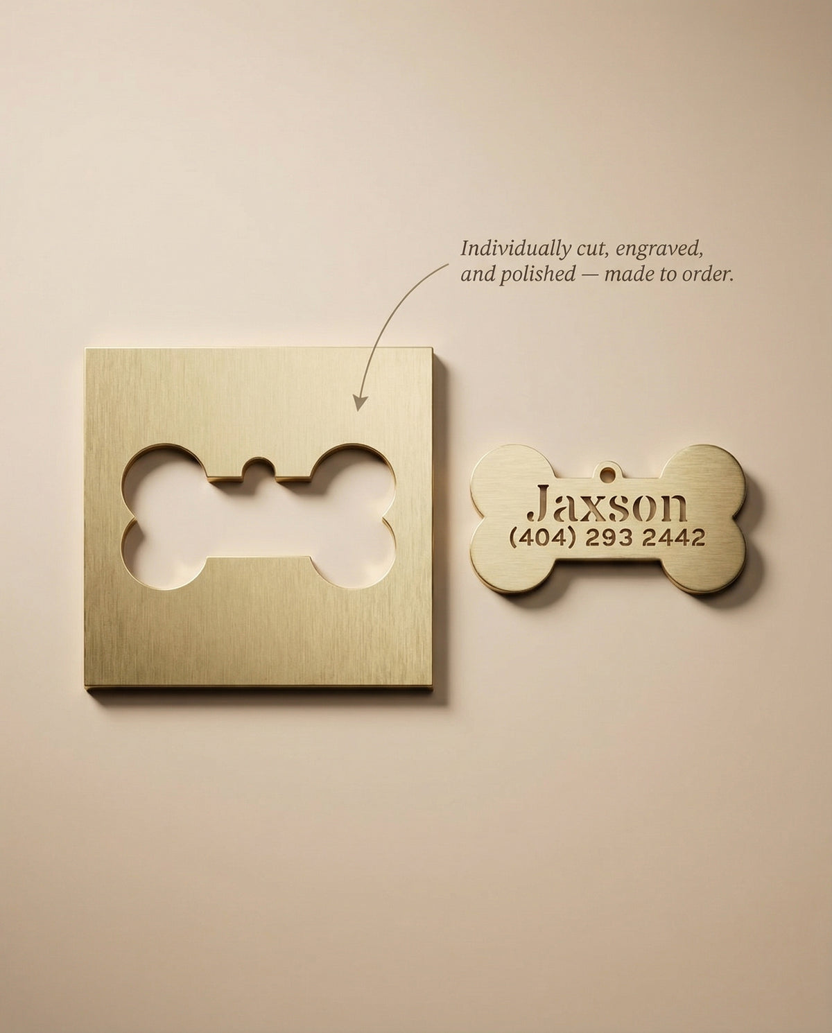 Cutout Name & Phone Bone Tag
