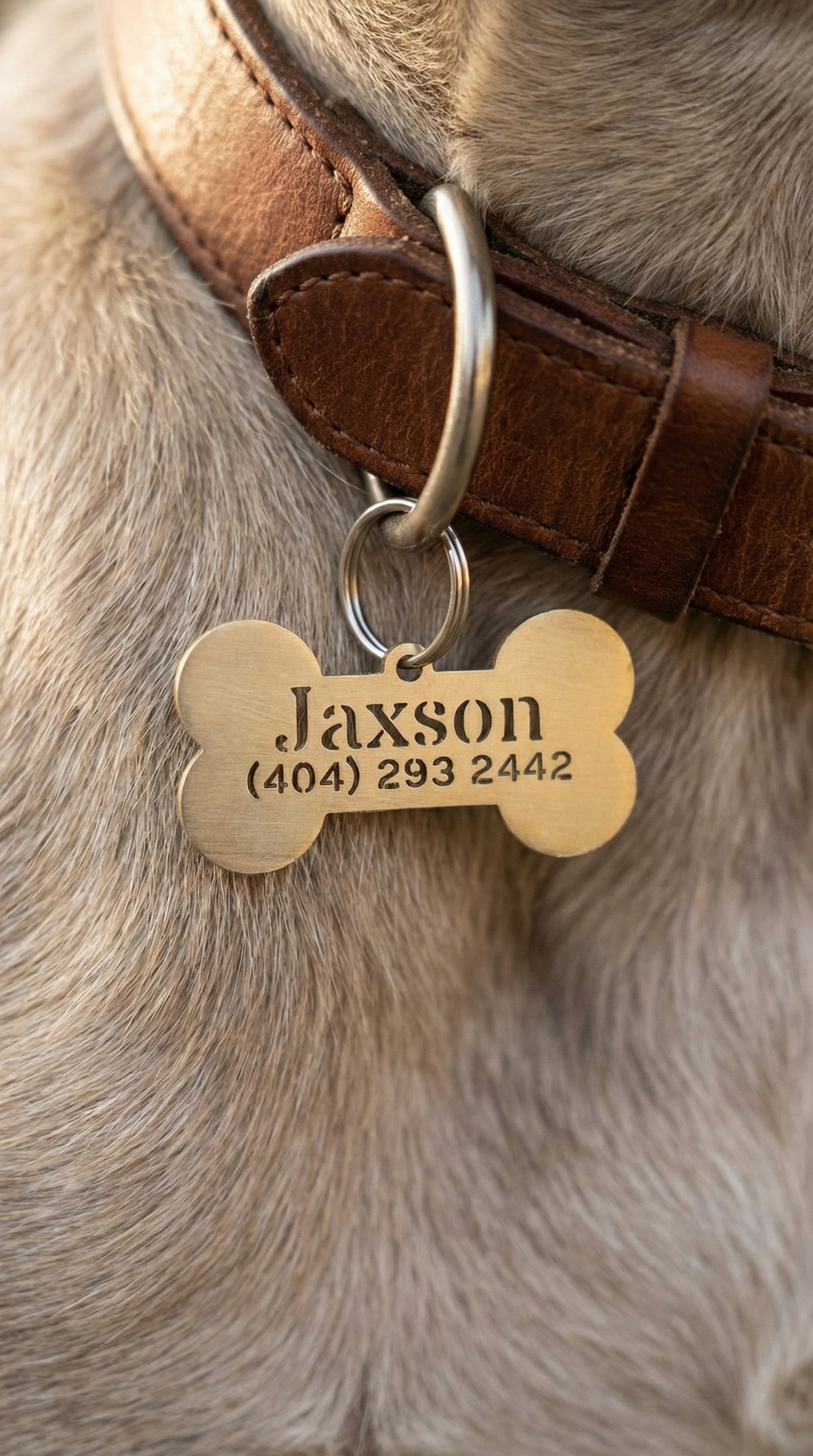 Cutout Name & Phone Bone Tag