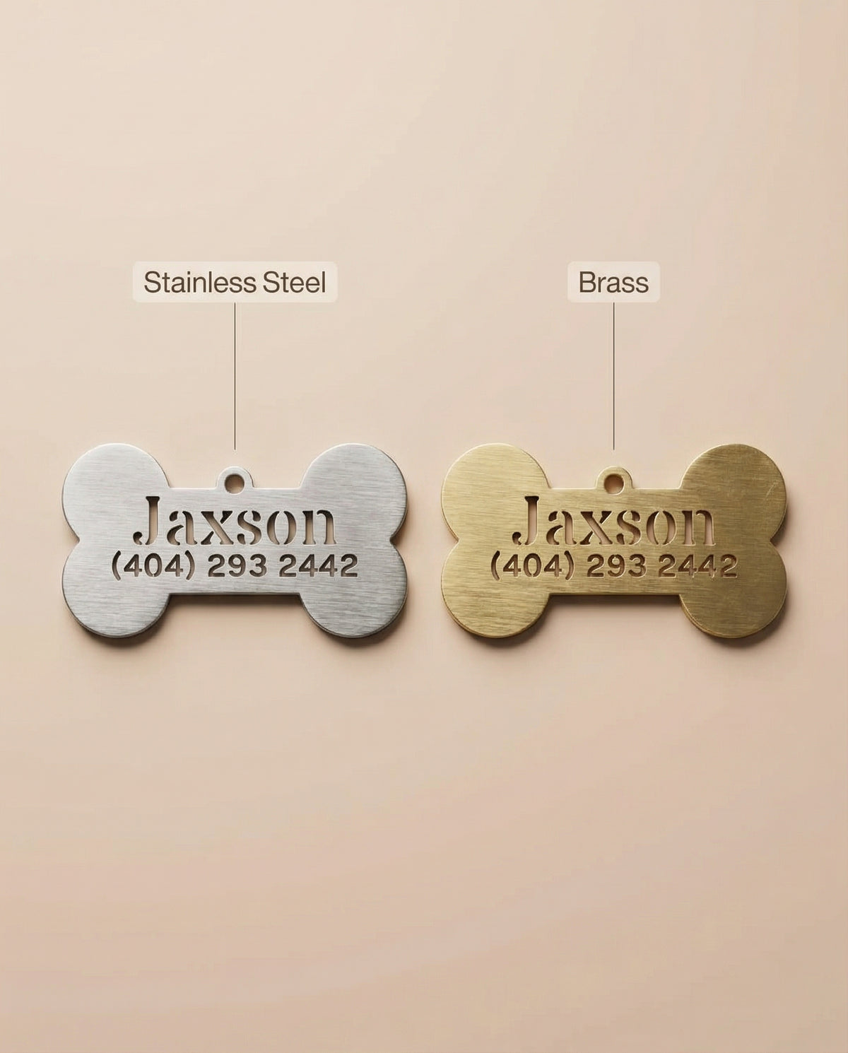 Cutout Name & Phone Bone Tag