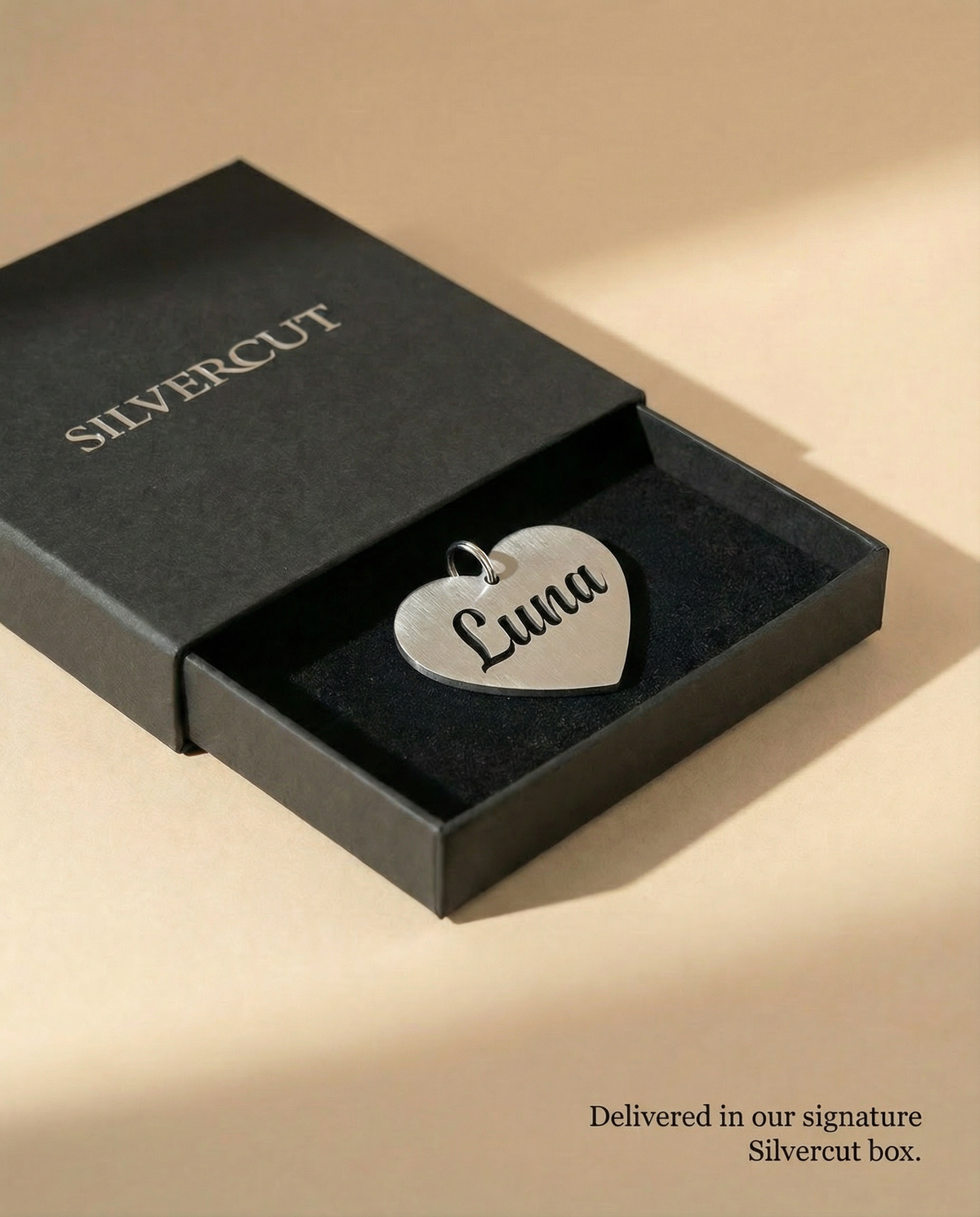 Engraved Name Heart ID Tag
